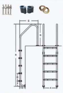 SL215 ระดับบันไดสระว่ายน้ําจากสแตนเลส