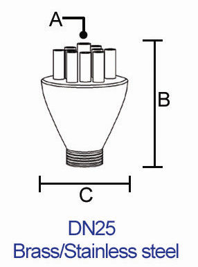 1 "dN25 ทองเหลืองการทำงานร่วมกันยิงน้ำพุหัวฉีดเจ็ทน้ำน้ำพุหัวสเปรย์