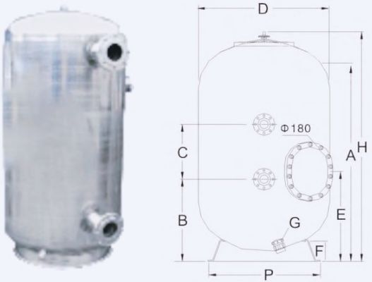 15m3 / H 800mm เชิงพาณิชย์สระว่ายน้ำกรองทราย