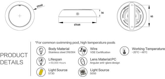 Ip68 สีเดียว 12 วัตต์ไฟ LED ใต้น้ำกันน้ำ