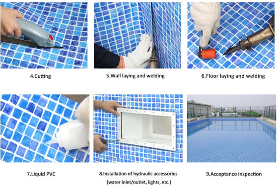 สี่เหลี่ยมผืนผ้าซับน้ำ 1.2 มม. Pvc สระว่ายน้ำ