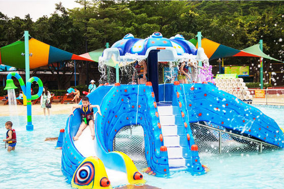Kids Water Park Equipment 8000x8000mm สไลด์น้ำไฟเบอร์กลาส