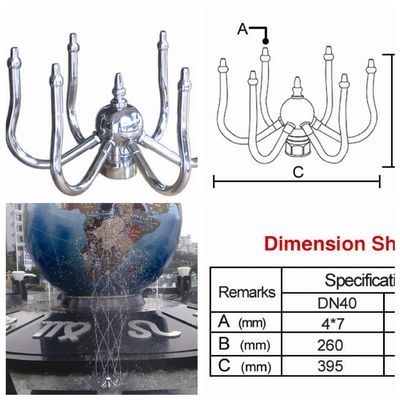 Chrome Pool Fountain Accessories 1.5 "DN40 Rotating Nozzle
