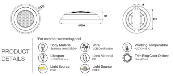 9W Inground Swimming Pool Lights